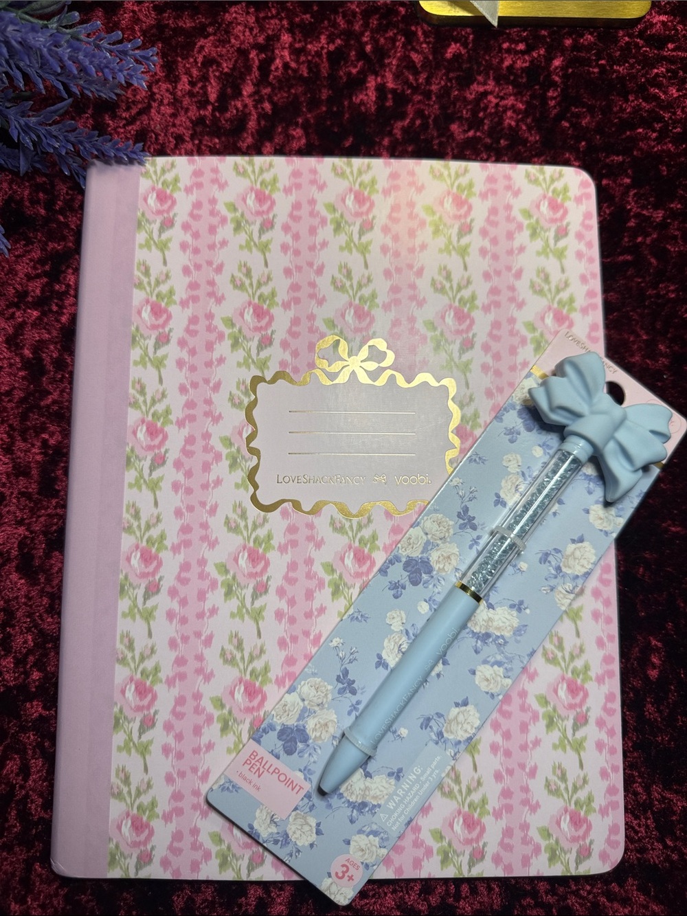 LoveShackFancy Pink Floral Composition Notebook with Cream Accents